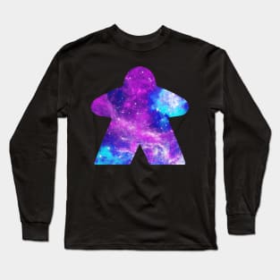 Purple and Sky Blue Space with Galaxy Stars Meeple | Board Game Fan Long Sleeve T-Shirt